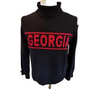 University of Georgia Bulldogs Turtleneck Knit Sweater - Black and Red, Medium